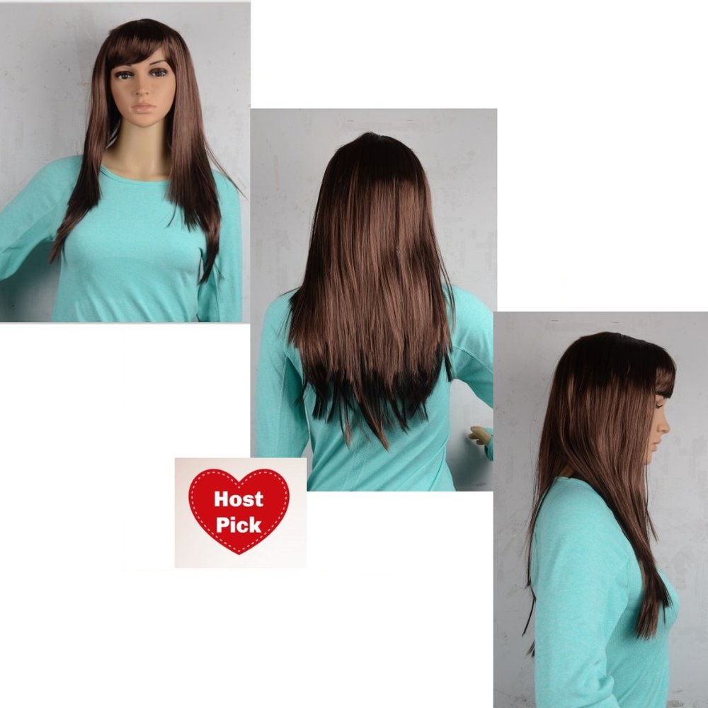 Straight Brown Wig - Chest Length Hair